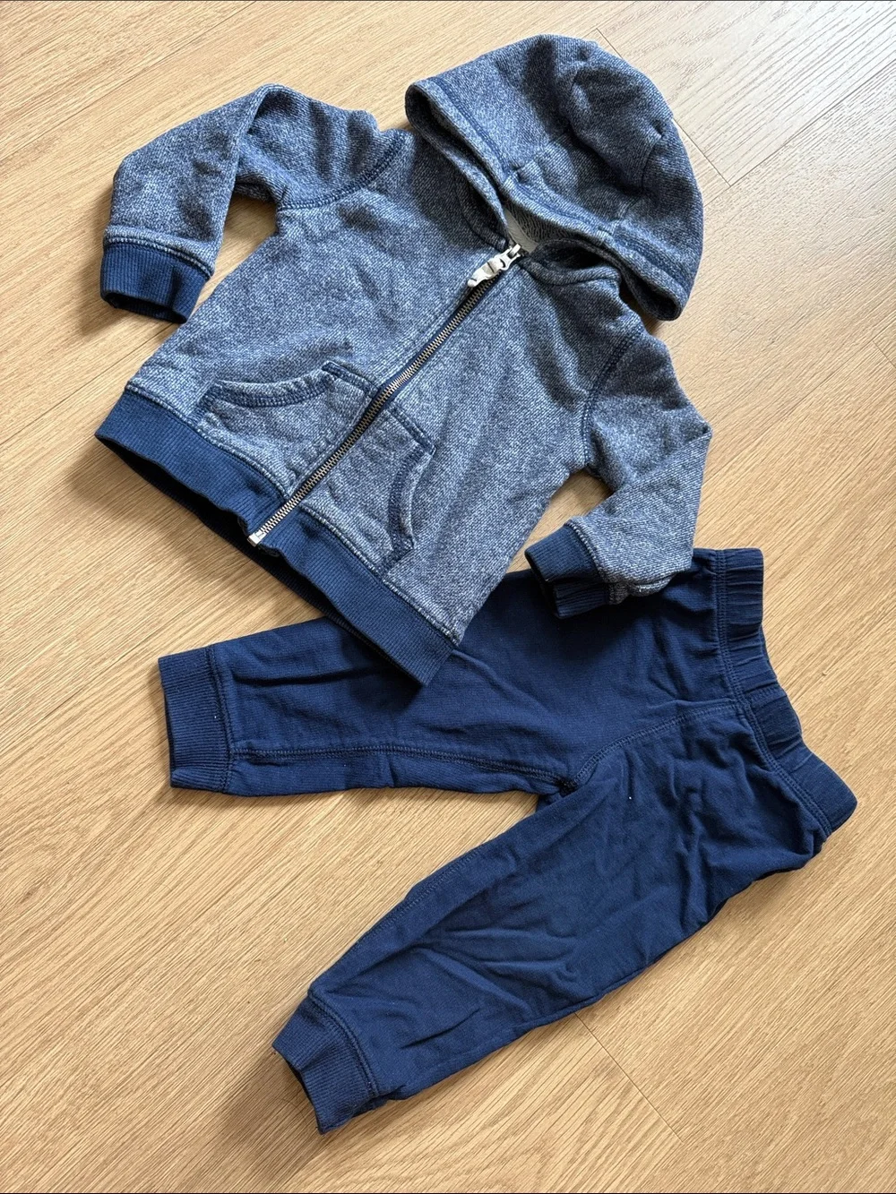 Carter's Heathered Gray Zip Hoodie with Navy Joggers 18 Month Bundle